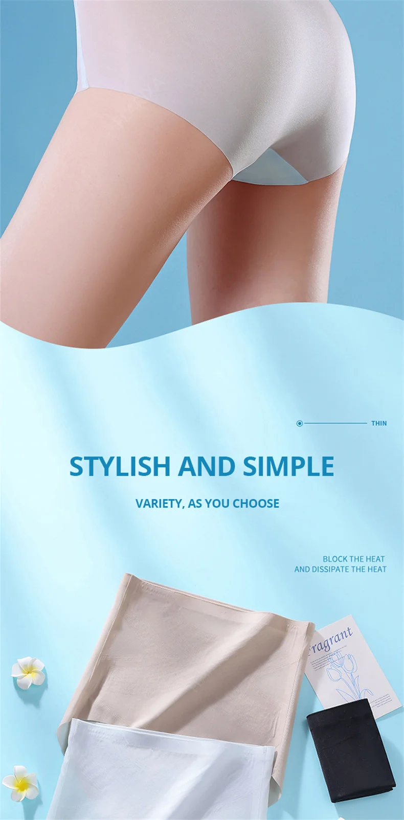 Flarixa Ultra Thin Ice Silk Panties Seamless High Waist Briefs for Women Tummy Control Underwear Shaping Pants Female Lingerie