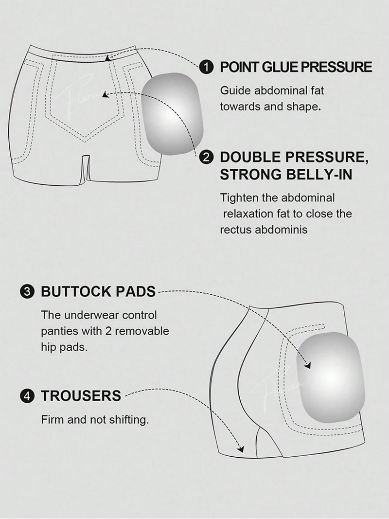Flarixa Padded High Waist Shorts Butt Enhancer Shaper Buttock Lifting Panties Tummy Control Body Shaper With Butt Pads Shapewear