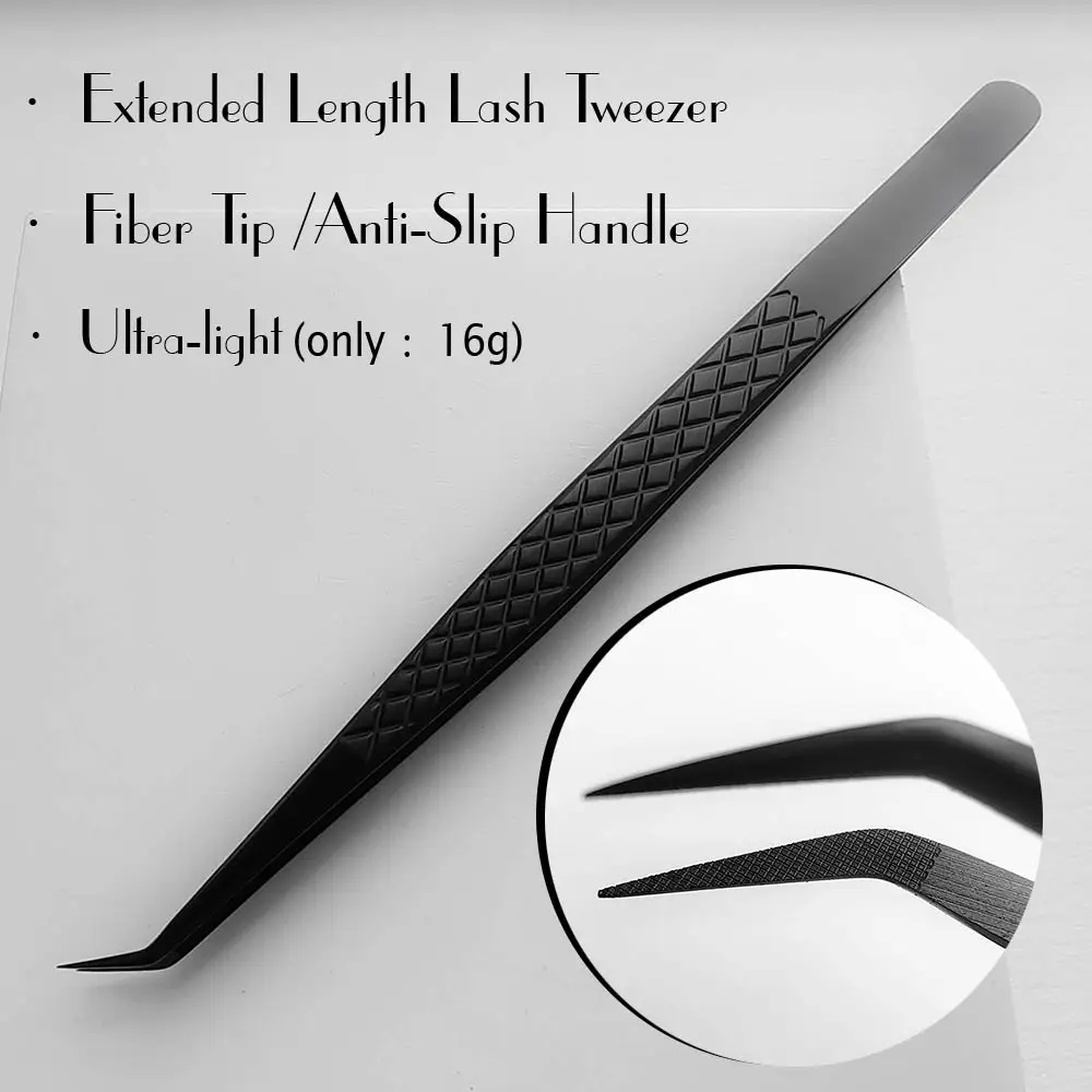 Fiber Tip False Lash Tweezers For Eyelash Extensions Black Tweezer Perfect Close Tip Of Tweezer For Eyelashes