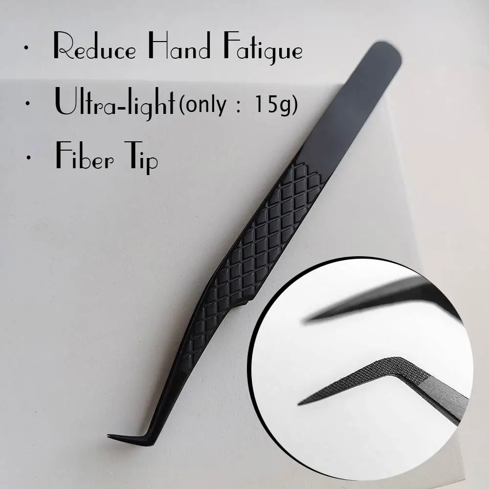Fiber Tip False Lash Tweezers For Eyelash Extensions Black Tweezer Perfect Close Tip Of Tweezer For Eyelashes