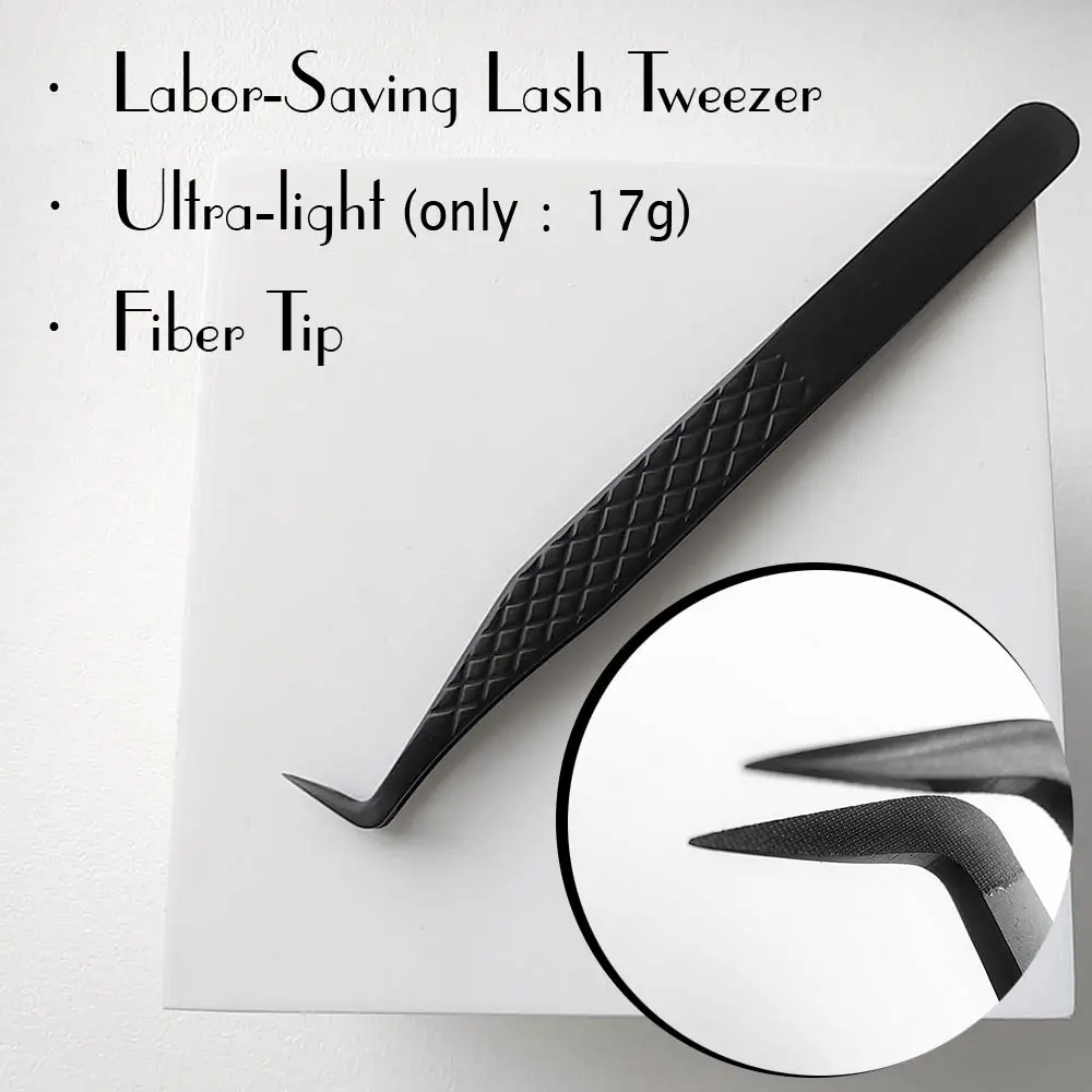 Fiber Tip False Lash Tweezers For Eyelash Extensions Black Tweezer Perfect Close Tip Of Tweezer For Eyelashes