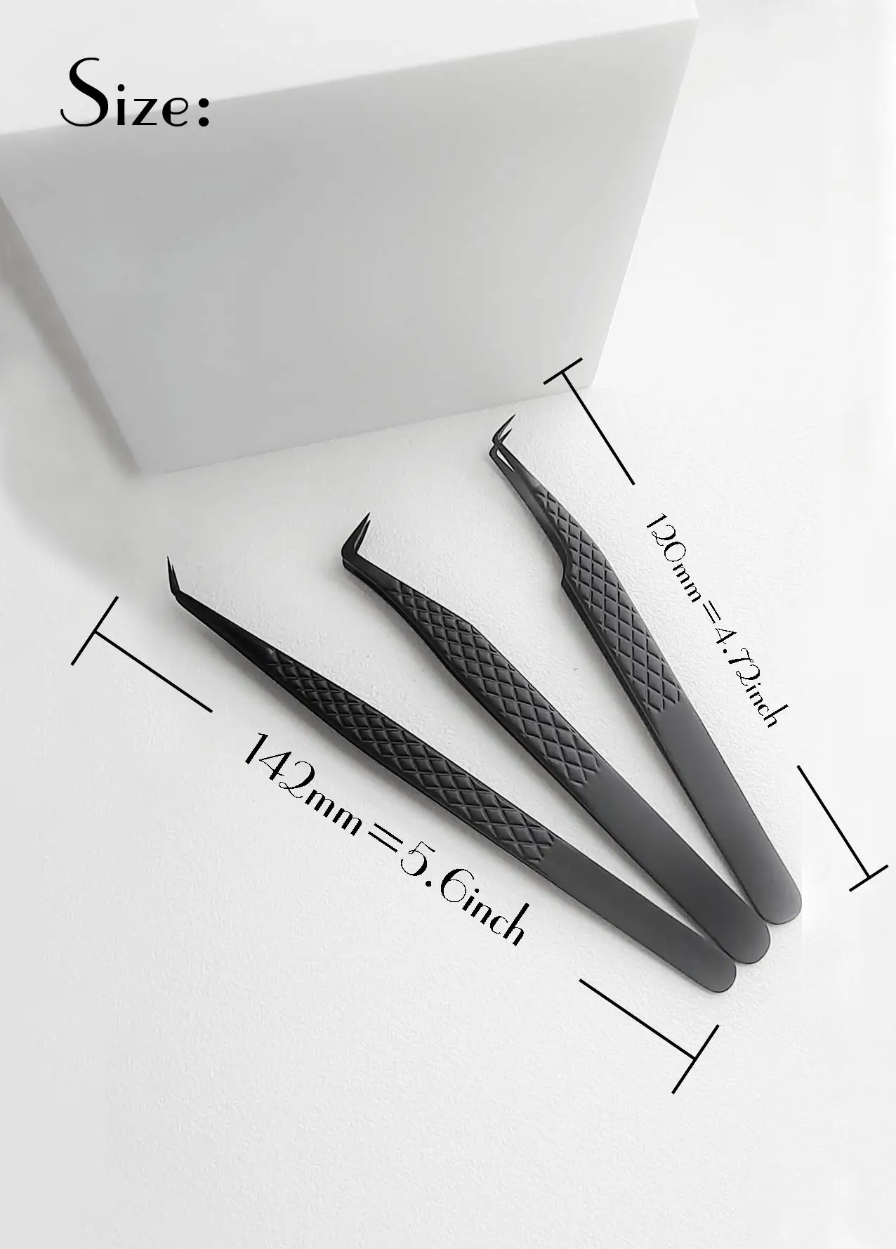 Fiber Tip False Lash Tweezers For Eyelash Extensions Black Tweezer Perfect Close Tip Of Tweezer For Eyelashes