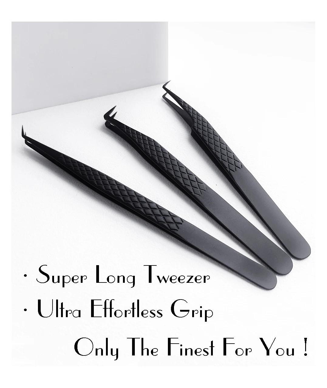 Fiber Tip False Lash Tweezers For Eyelash Extensions Black Tweezer Perfect Close Tip Of Tweezer For Eyelashes