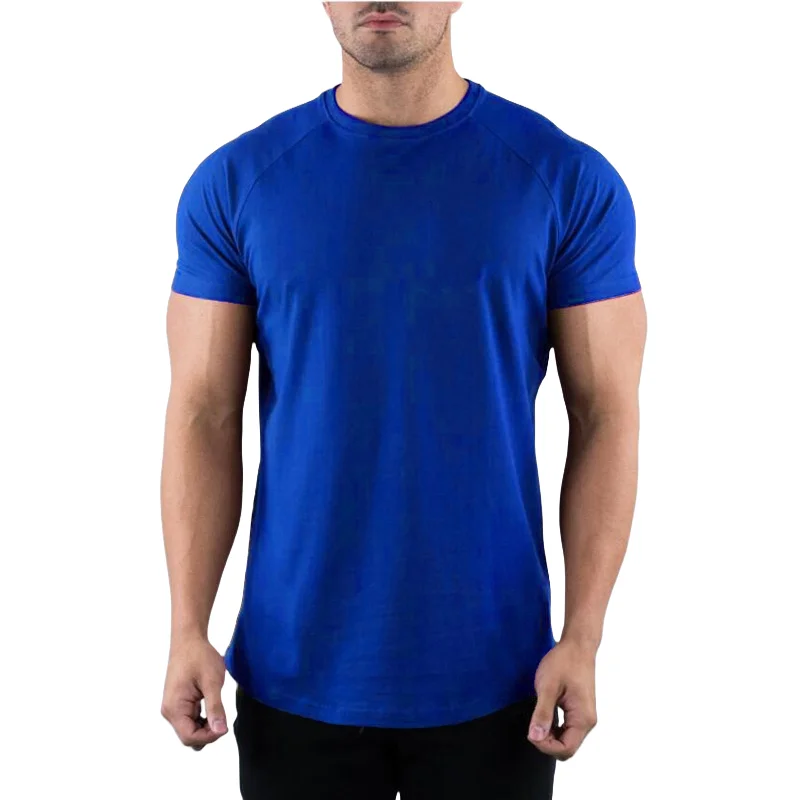 Cotton Gym T-shirt Men Summer Fitness Clothing O-Neck Short Sleeve T shirt Slim Fit Tshirt Bodybuilding Workout Tees Tops