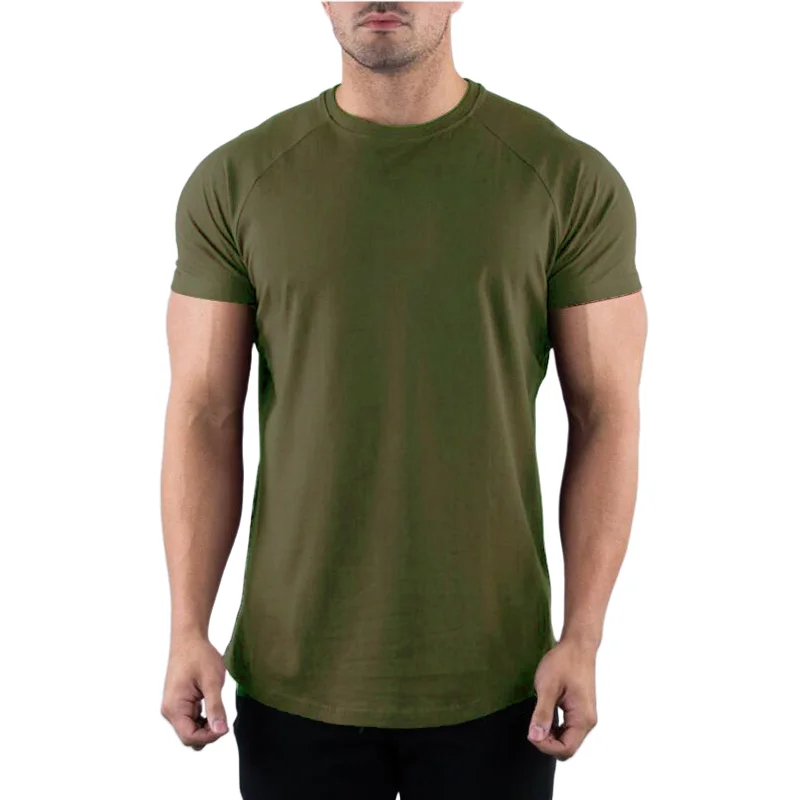 Cotton Gym T-shirt Men Summer Fitness Clothing O-Neck Short Sleeve T shirt Slim Fit Tshirt Bodybuilding Workout Tees Tops