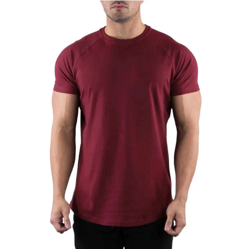 Cotton Gym T-shirt Men Summer Fitness Clothing O-Neck Short Sleeve T shirt Slim Fit Tshirt Bodybuilding Workout Tees Tops