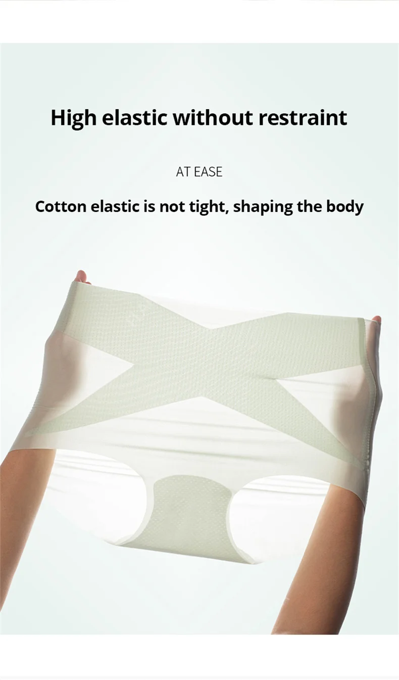 Flarixa Ice Silk Panties Women Ultra Thin High Waist Briefs Cross Belly Slimming Underwear Shaping Pants Female Lingerie
