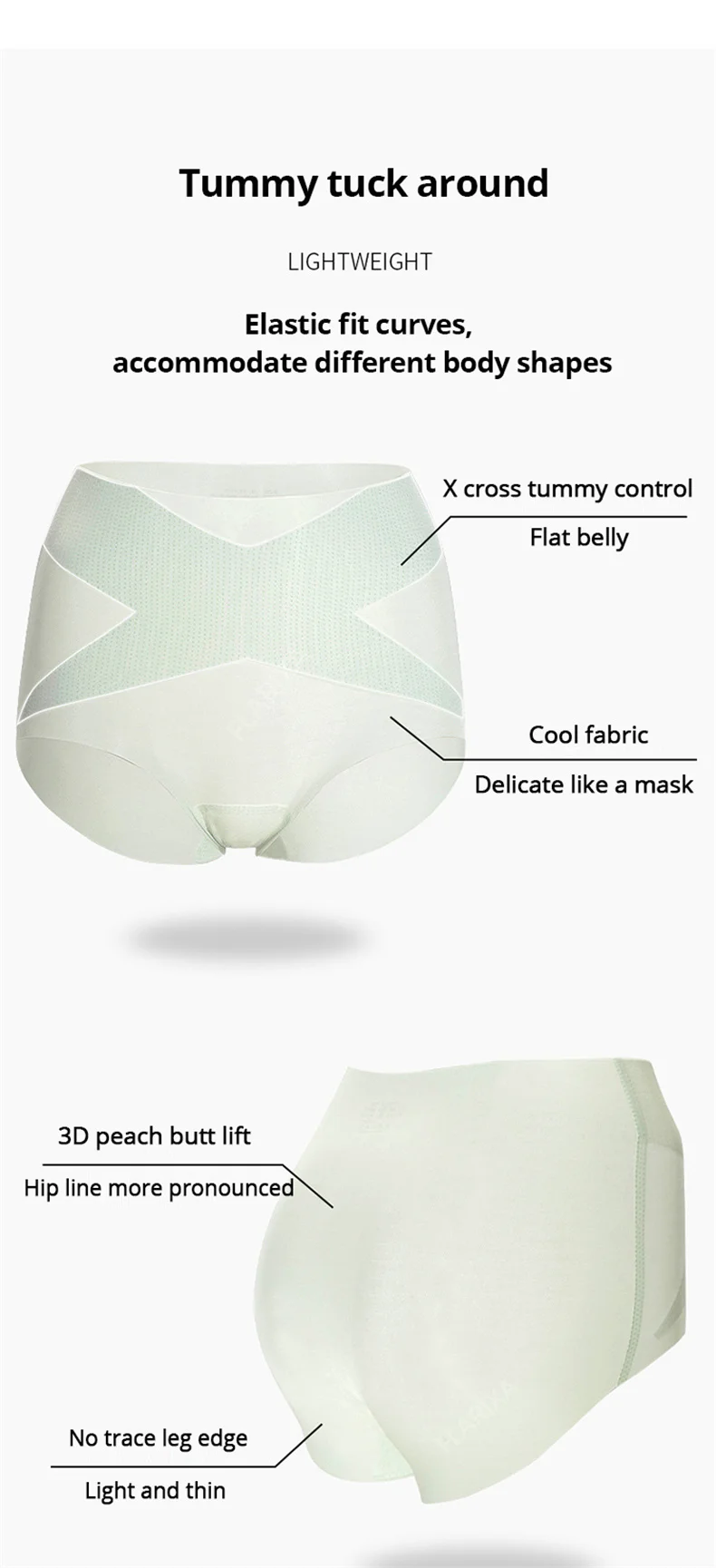 Flarixa Ice Silk Panties Women Ultra Thin High Waist Briefs Cross Belly Slimming Underwear Shaping Pants Female Lingerie