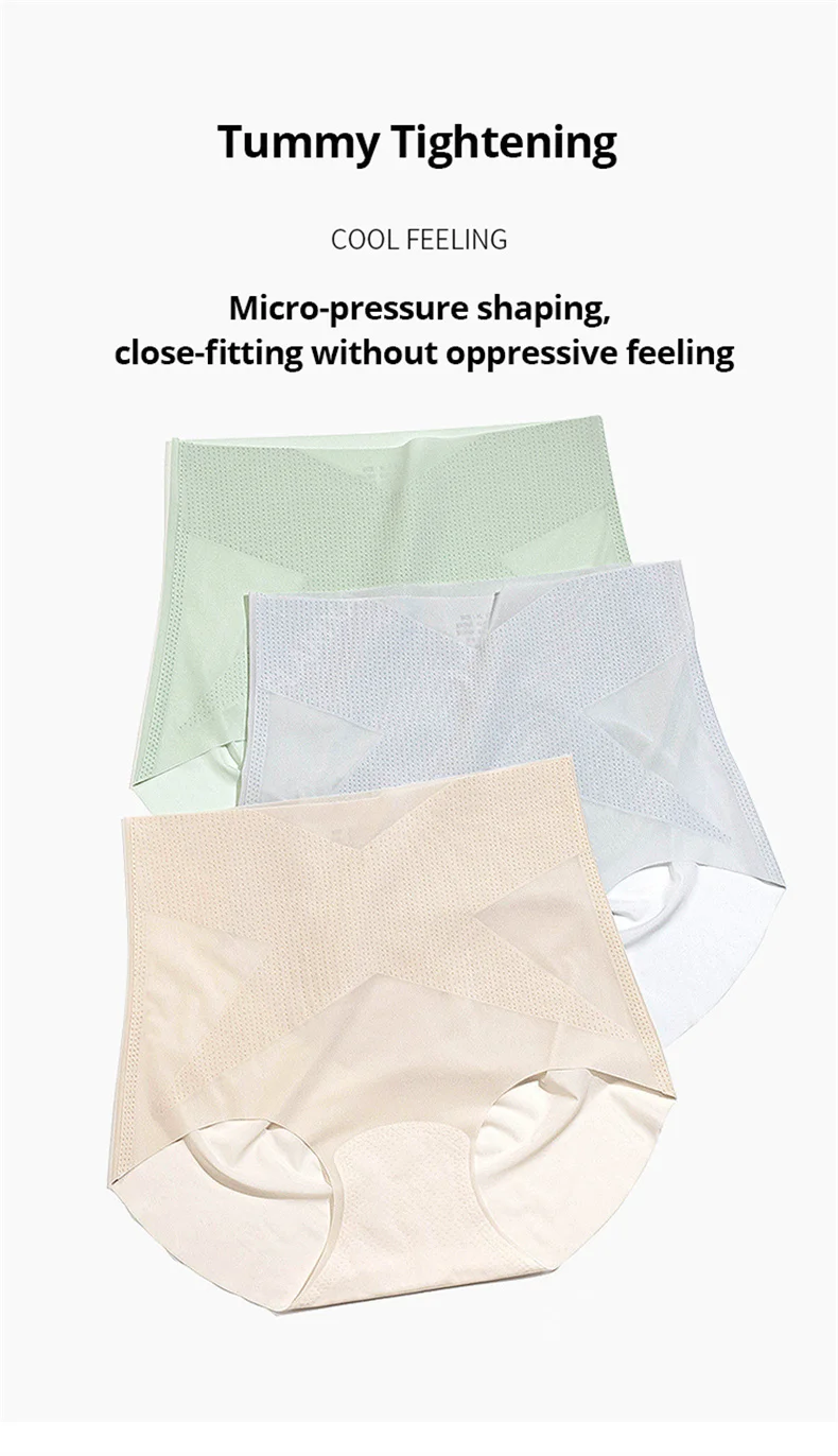 Flarixa Ice Silk Panties Women Ultra Thin High Waist Briefs Cross Belly Slimming Underwear Shaping Pants Female Lingerie