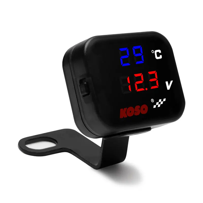 KOSO Water Temp Meter Voltmeter Gauge Motorcycle Phone USB Charger Charging 3 in 1 Waterproof LCD Digital Display