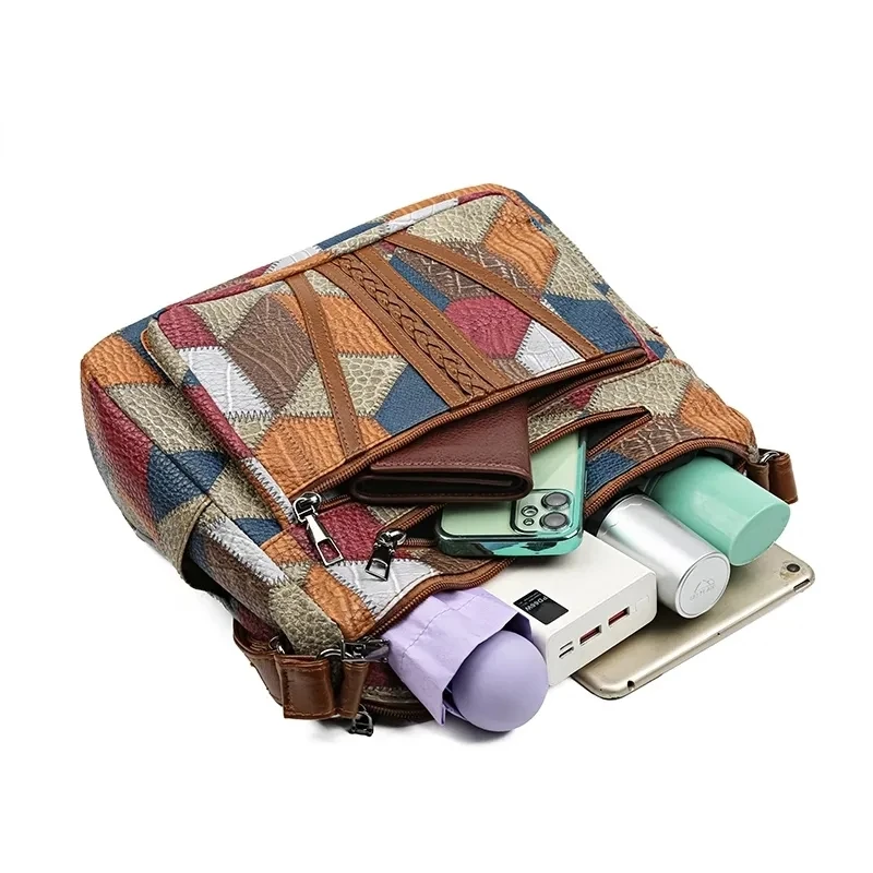 Women's Elegant Vintage Crossbody Bag Trendy HandBag Fashion Multi-pockets Shoulder Bag All-match Retro Crossbody Bag for Daily