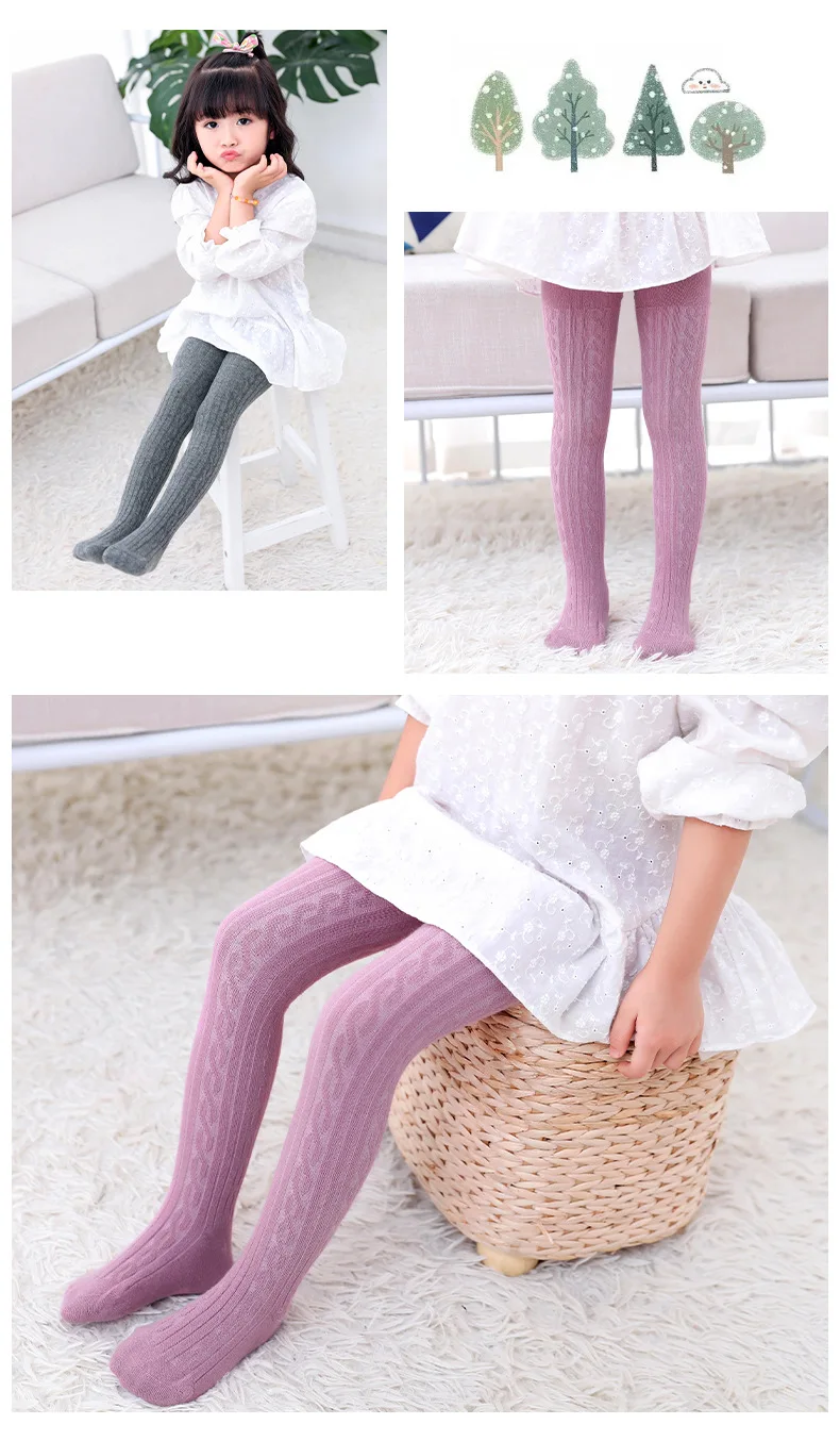 0 to 12 Yrs Combed Cotton Children's Tights Cable Knitted Girls Pantyhose High Quality Warm Tights Baby Girls Clothes