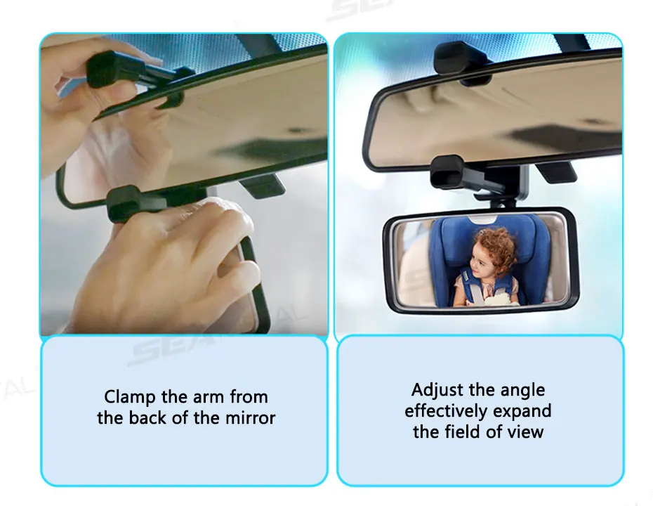 Baby Mirror Car Interior Rear View Mirror Clip Rear Facing Mirrors For Auto Safety Driving Kids Baby Monitor Angle Adjustable