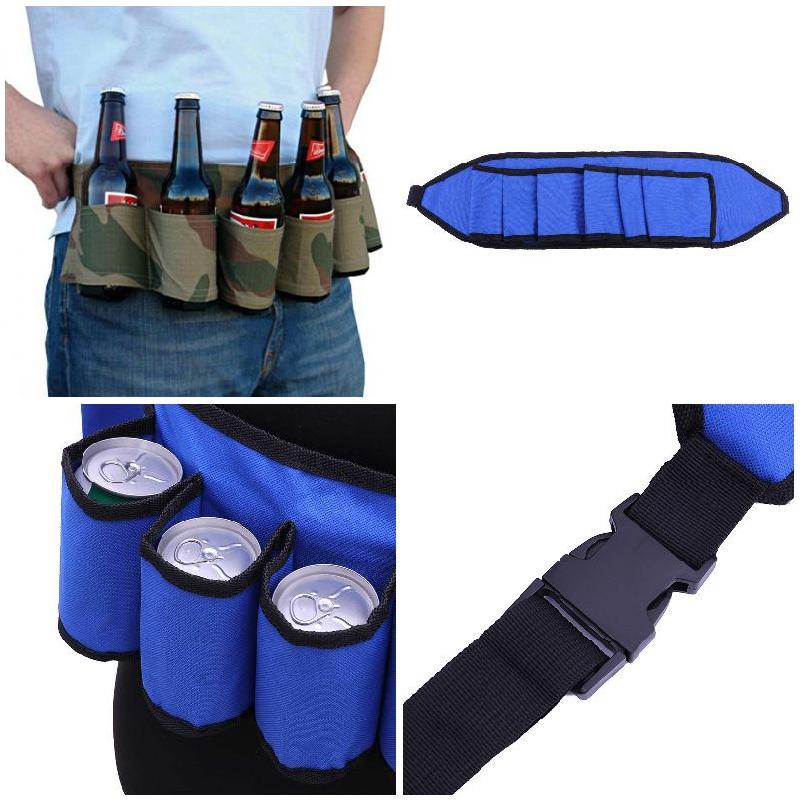 fashion Beer Holder Belt Portable 6 Pack Beer Wine Bottle Beverage Soda Can Drink Waist Bag Ideal for party camping Outdoor