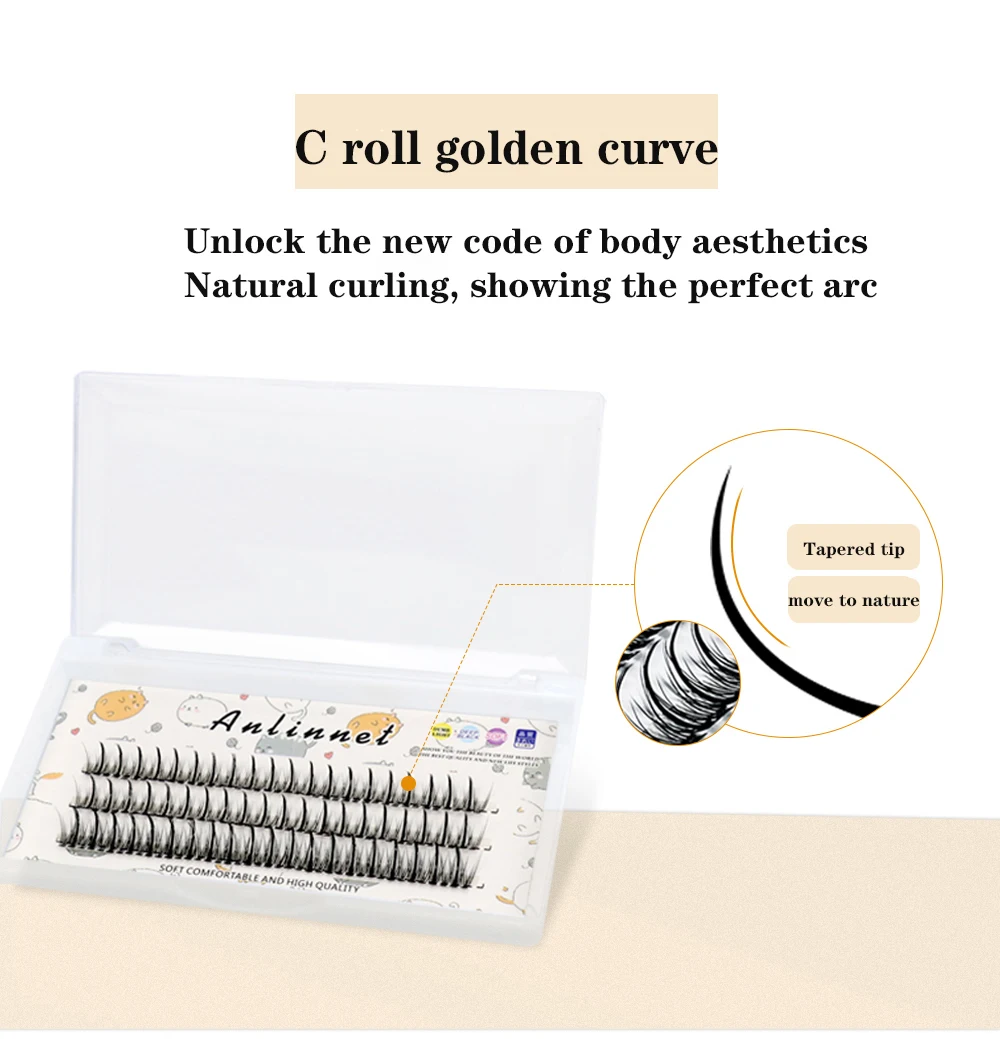 Anlinnet Dovetail+A-Type Individual Lashes Professional Makeup Mink Eyelash Bundles Natural 3D Russian Fluffy False Eyelashes