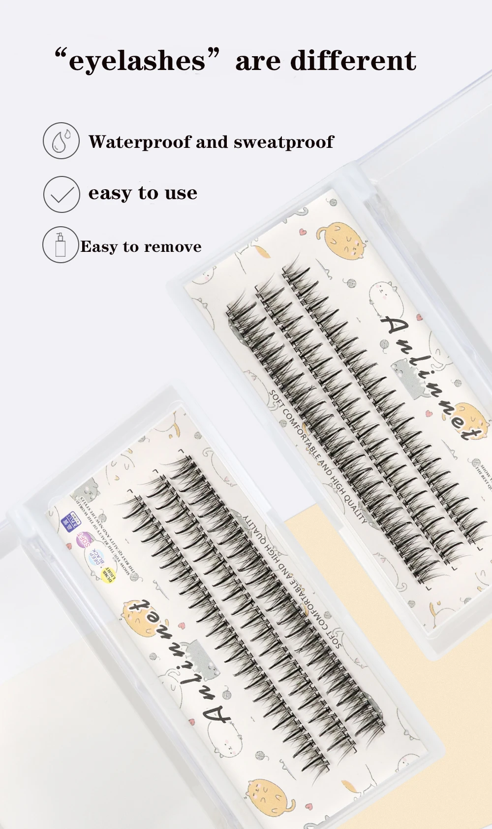Anlinnet Dovetail+A-Type Individual Lashes Professional Makeup Mink Eyelash Bundles Natural 3D Russian Fluffy False Eyelashes