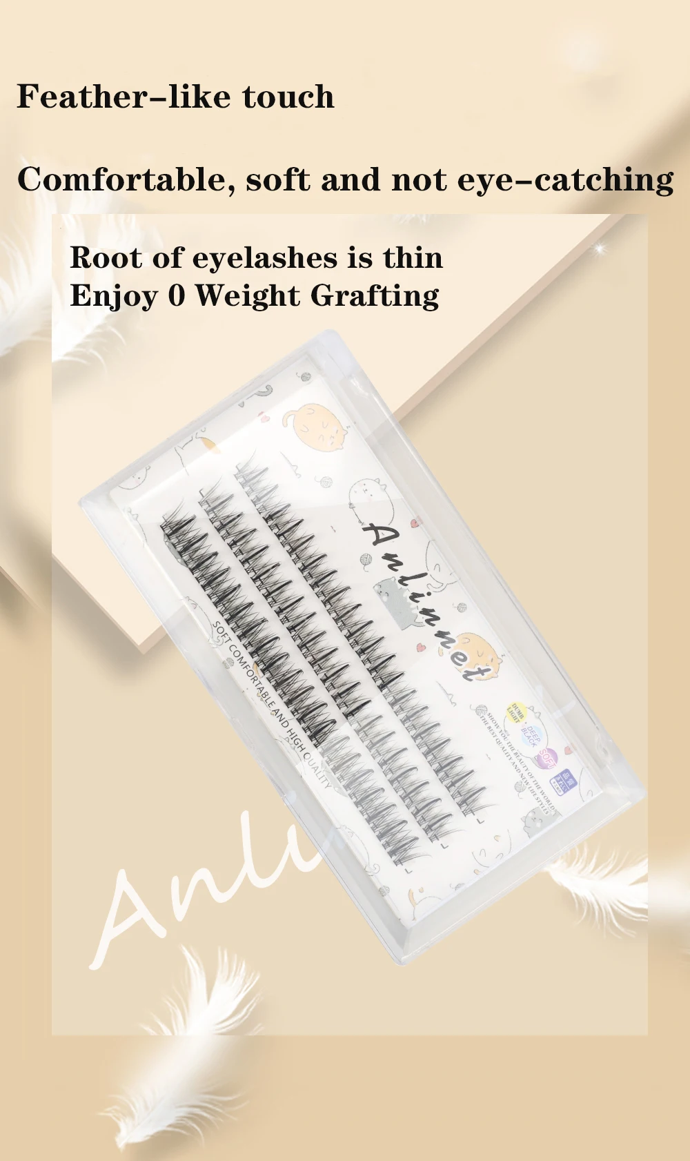 Anlinnet Dovetail+A-Type Individual Lashes Professional Makeup Mink Eyelash Bundles Natural 3D Russian Fluffy False Eyelashes