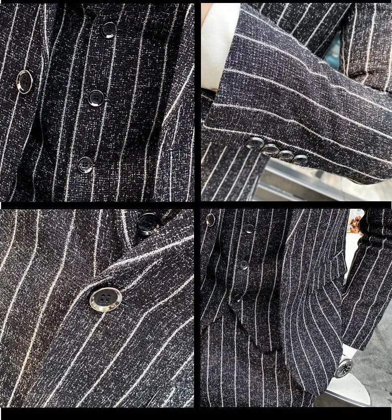 2023 Men's British Fashion Three-piece Set Slim Fit Suit Vest Trousers Ensemble Handsome Trendy All-in-one Banquet Blaze