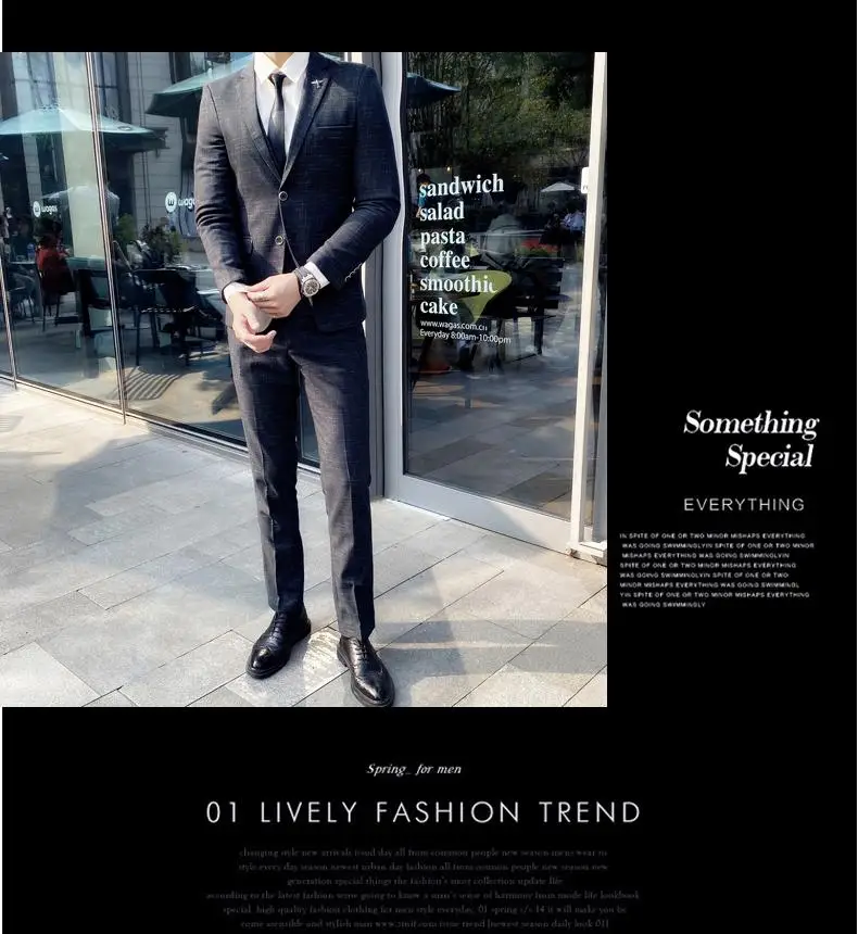 2023 Men's British Fashion Three-piece Set Slim Fit Suit Vest Trousers Ensemble Handsome Trendy All-in-one Banquet Blaze