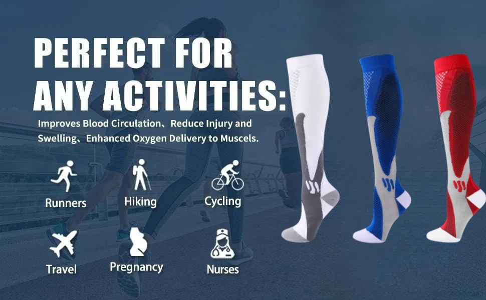 S-XXL 3 Pairs Pack/Socks Compression Socks 30 Mmhg Fit For Medical Edema Diabetes Varicose Veins Running Sports Socks Size XXL
