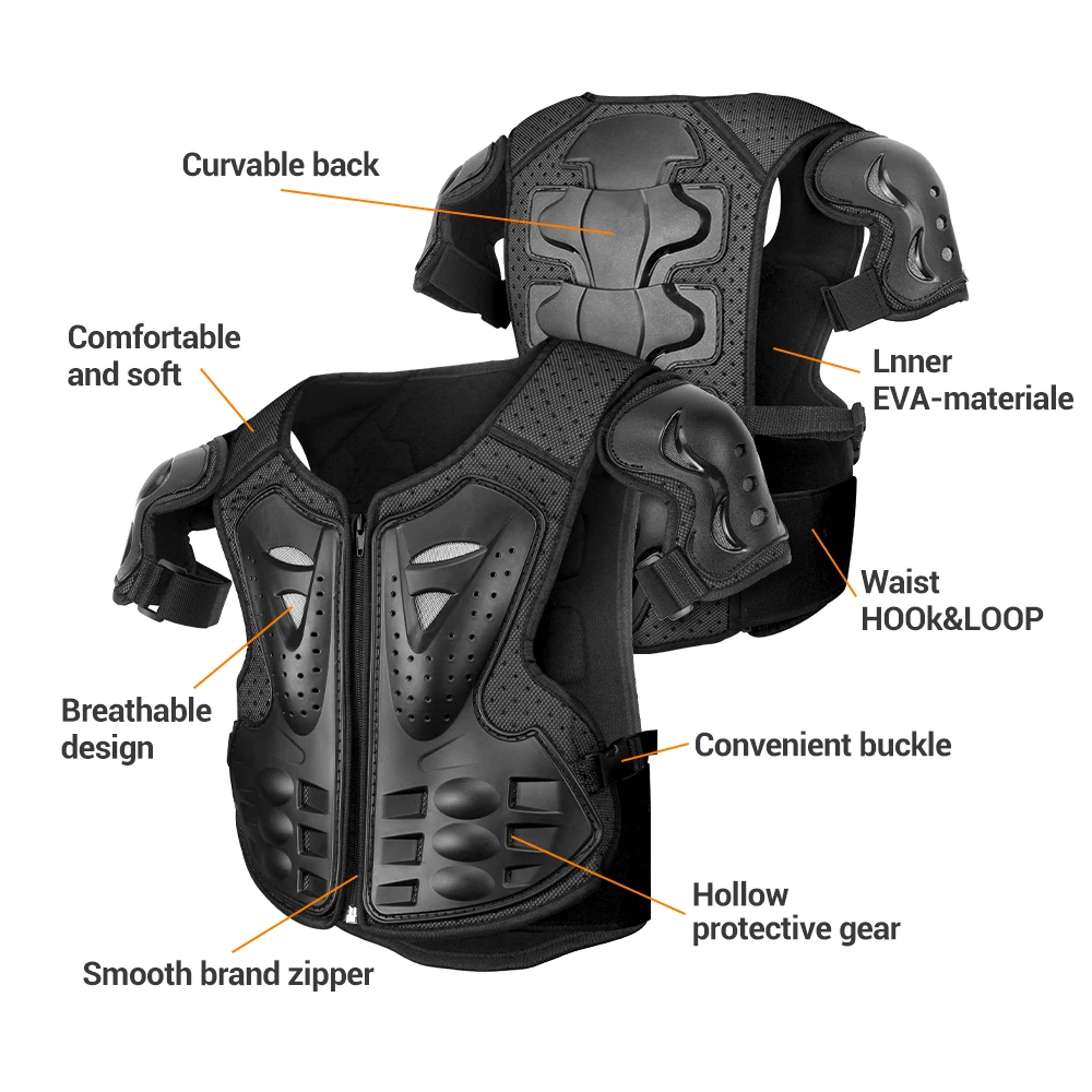 Kid's Motorcycle Armor Vest Protection Motocross Body Armor Jacket Protective Armors Riding Kneepads Moto Full Armor Children