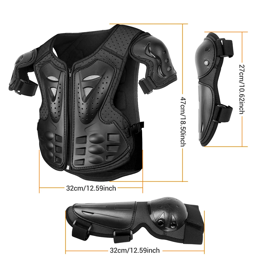 Kid's Motorcycle Armor Vest Protection Motocross Body Armor Jacket Protective Armors Riding Kneepads Moto Full Armor Children