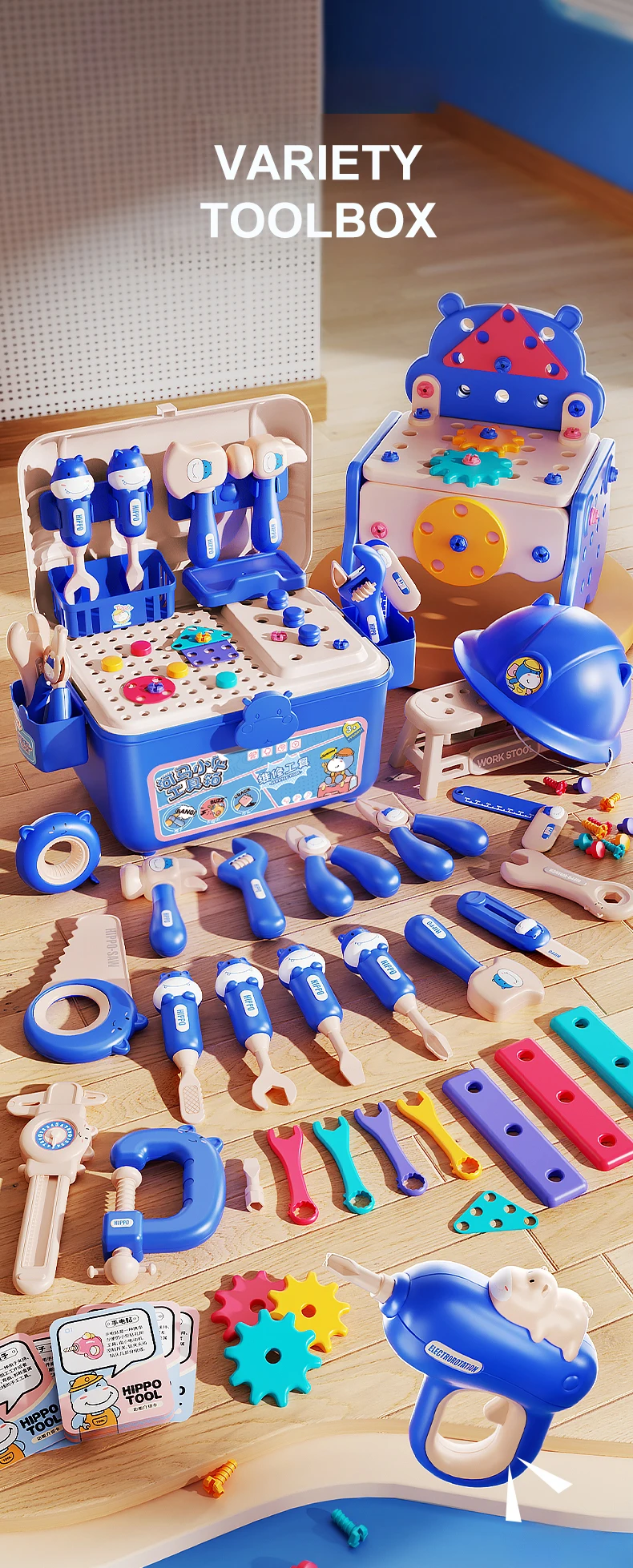 Educational Pretend Play Construction Children Home Toolbox Simulation Drill Screw Removal Puzzle Multi-Functional Assembly Toy