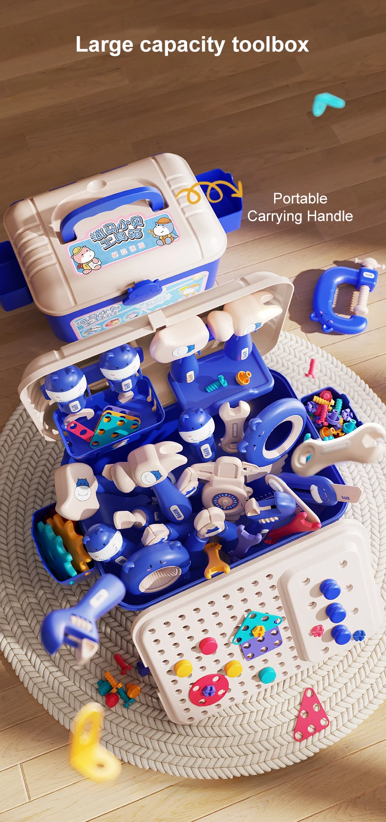 Educational Pretend Play Construction Children Home Toolbox Simulation Drill Screw Removal Puzzle Multi-Functional Assembly Toy