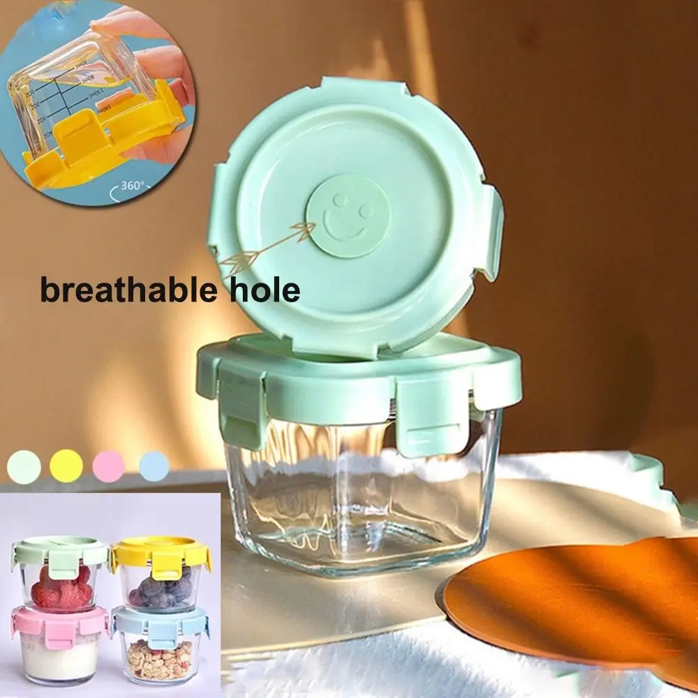 170ml Fashion Glass Food Storage Box Frozen Baby Food Glass Cup Simple Microwave Safe Baby Food Storage Jar for Little Ones