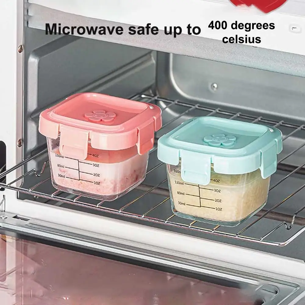 170ml Fashion Glass Food Storage Box Frozen Baby Food Glass Cup Simple Microwave Safe Baby Food Storage Jar for Little Ones