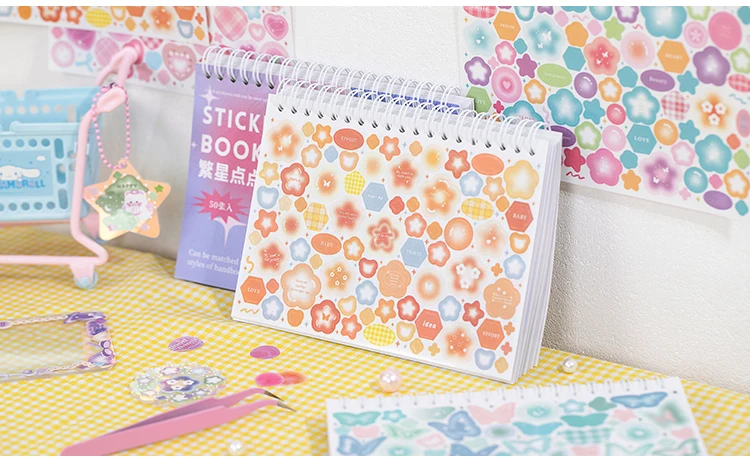 Mr. Paper 1 Style 50pcs/Book Copperplate Paper Coil Sticker Book Cartoon Pattern DIY Handbook Guka Decoration Material Collage