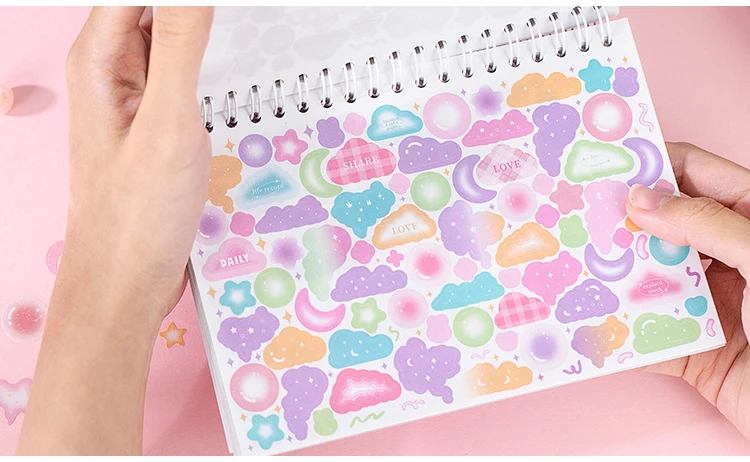 Mr. Paper 1 Style 50pcs/Book Copperplate Paper Coil Sticker Book Cartoon Pattern DIY Handbook Guka Decoration Material Collage