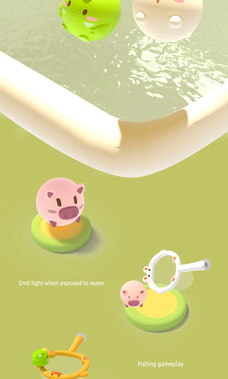 Baby Cute Animals Bath Toy LED Light Up Toys Swimming Water Soft Rubber Float Induction Luminous Duck for Kids Play Funny Gifts