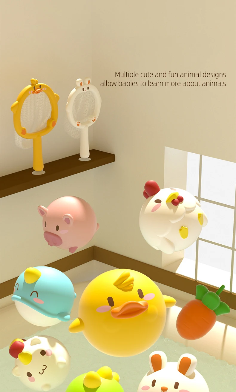 Baby Cute Animals Bath Toy LED Light Up Toys Swimming Water Soft Rubber Float Induction Luminous Duck for Kids Play Funny Gifts