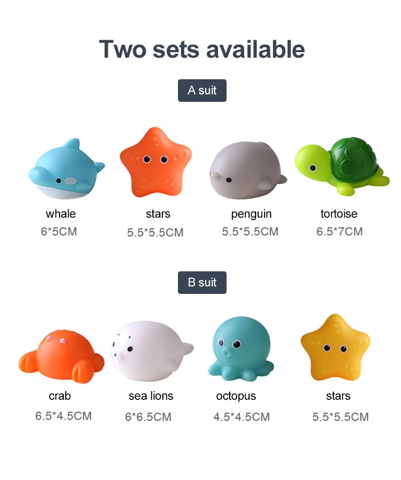 Baby Cute Animals Bath Toy LED Light Up Toys Swimming Water Soft Rubber Float Induction Luminous Duck for Kids Play Funny Gifts
