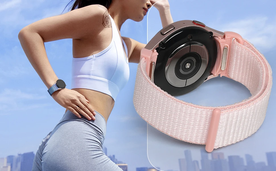 Band For Samsung Galaxy Watch 7/6/4/classic/5 pro 44mm 40mm wrist No Gaps Nylon sport loop correa bracelet Galaxy Watch 7 Strap