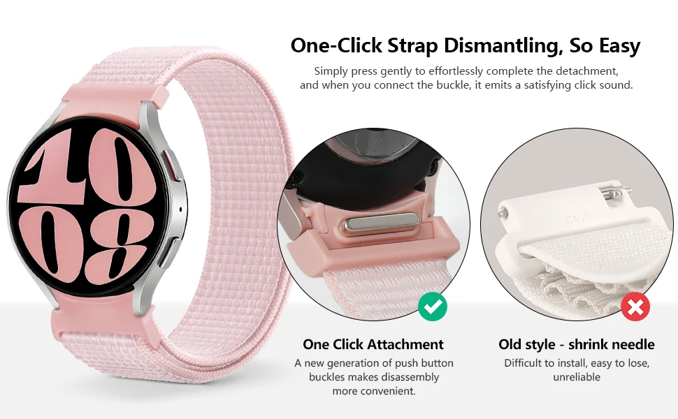 Band For Samsung Galaxy Watch 7/6/4/classic/5 pro 44mm 40mm wrist No Gaps Nylon sport loop correa bracelet Galaxy Watch 7 Strap