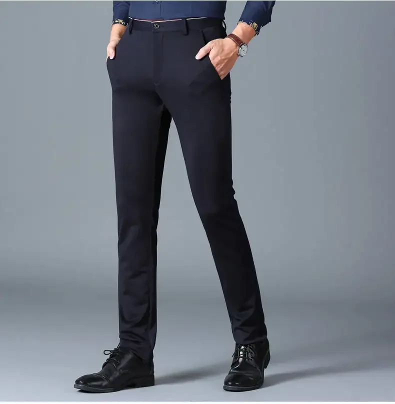 Black Suit Pants for Men Spring and Autumn Stretchy and Non-Ironing Office Trousers Slim Fit Formal Pants for Men Dress Pants