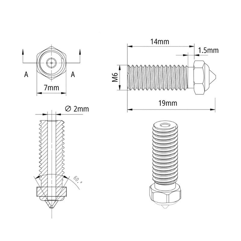 For QIDI TECH q1 pro Nozzle Brass Hardened Steel X PLUS 3/ X MAX 3/X SMART 3 Qidi q1 Nozzle Plated Copper