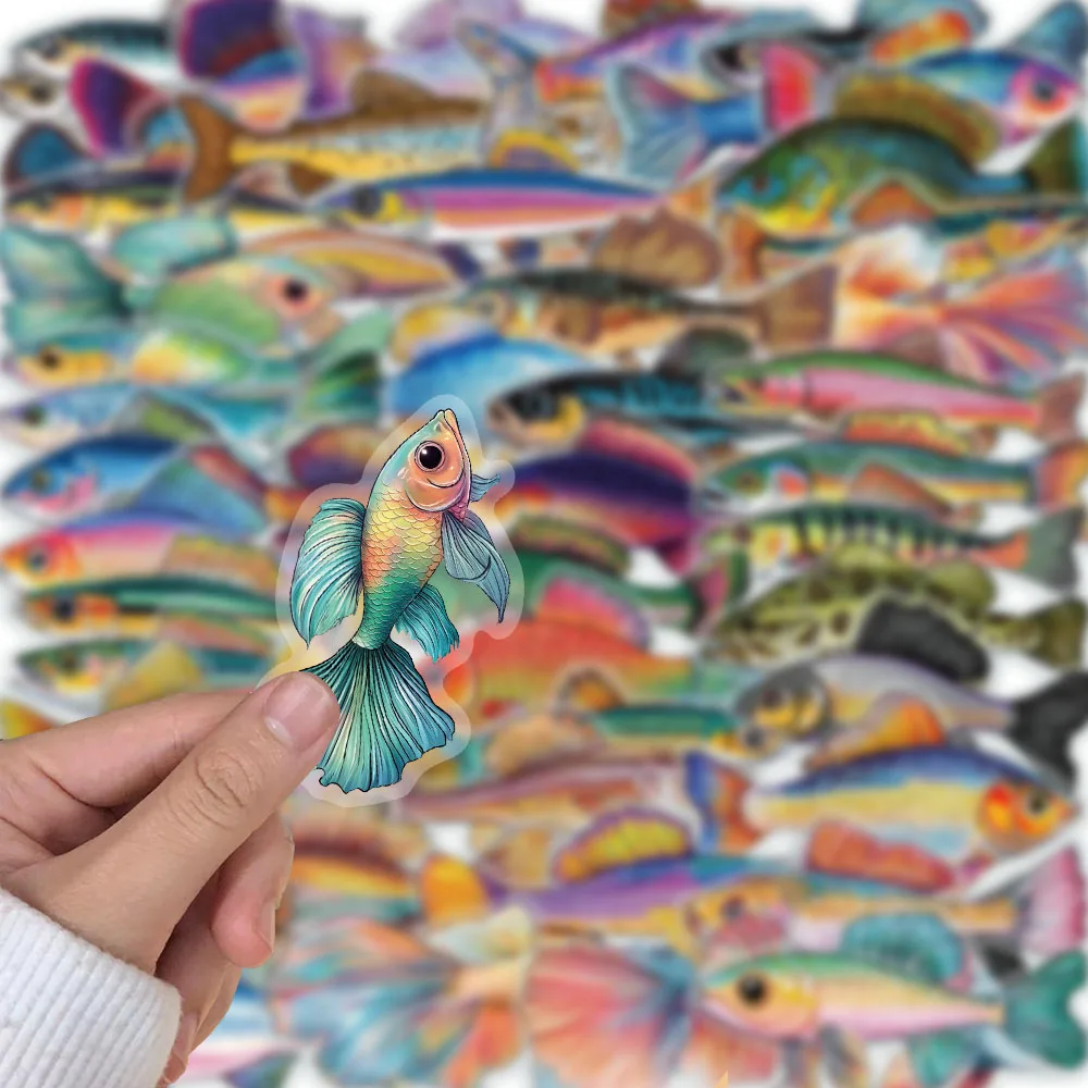 50PCS Creative PVC Personalized Fish Decorative Handbag Stickers DIY Notebook Hand Waterproof Stickers