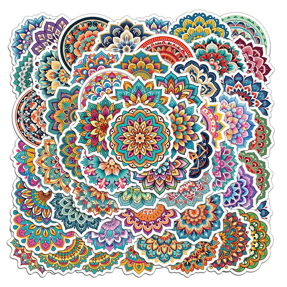 50PCS Colorful Mandala Graffiti Paper Initiative Personalized Cool Decoration Handbook Material DIY Phone Case Stickers