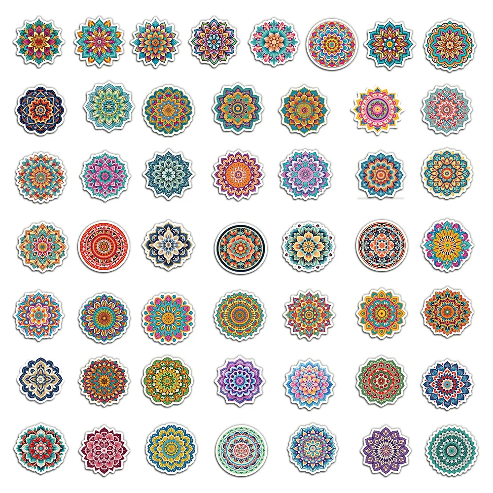 50PCS Colorful Mandala Graffiti Paper Initiative Personalized Cool Decoration Handbook Material DIY Phone Case Stickers