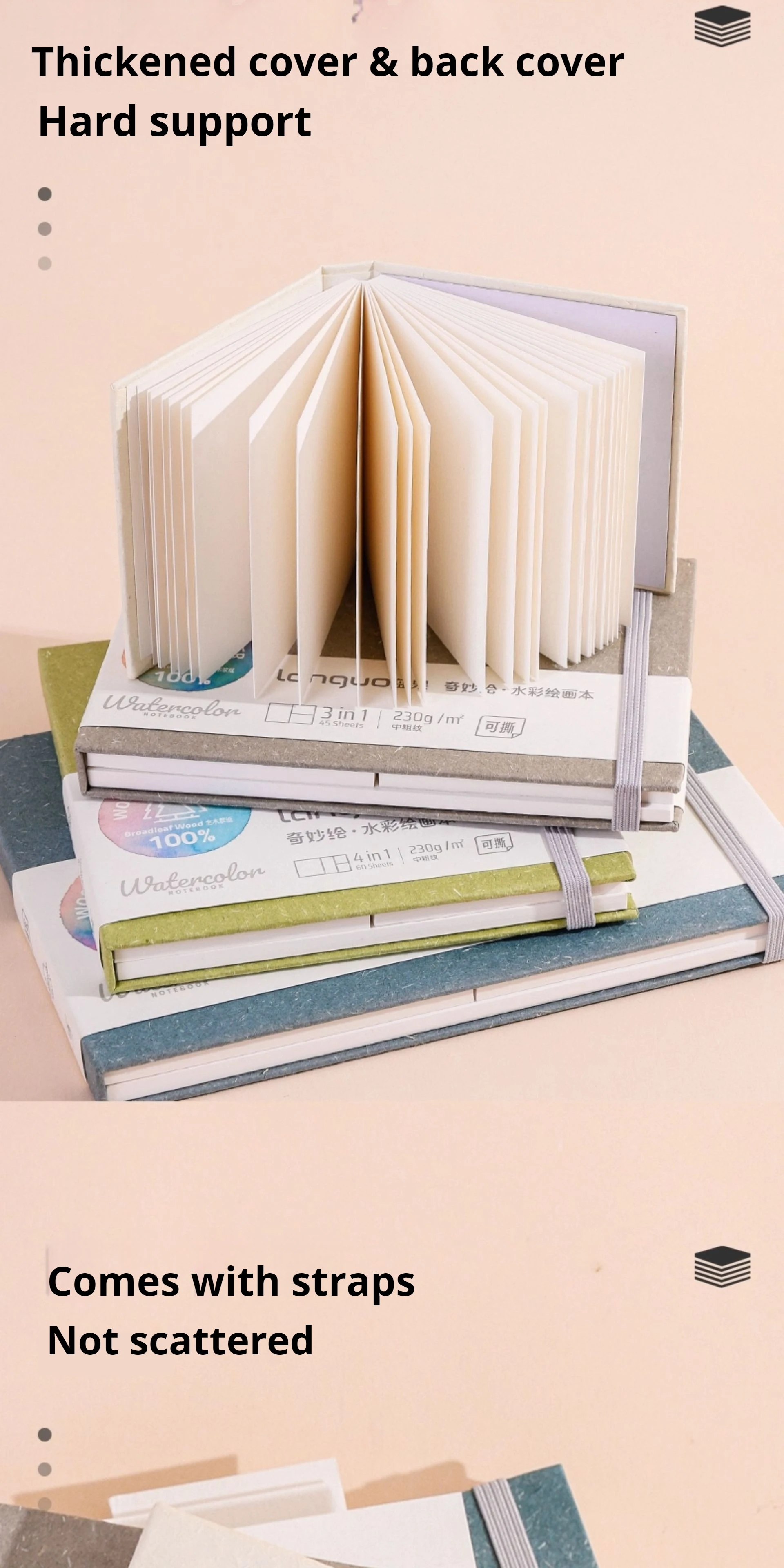 100% Cotton Mini Tearable Watercolor Paper Book Journal Drawing Notebook 230g Art Student Drawing Paper Sketchbook Painting Book