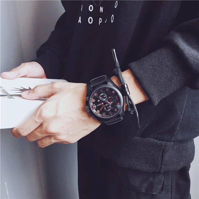 Retro Men's Watches High-end Luxury Man Watch PU Leather Strap Date Business Quartz Watch Big Dial Military Tactical Wristwatch