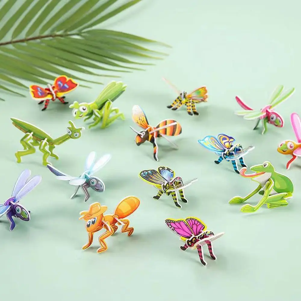 25Pcs 3D Puzzle Blocks Toys 3D Insect Paper Jigsaw Funny Paper Card Children Early Education