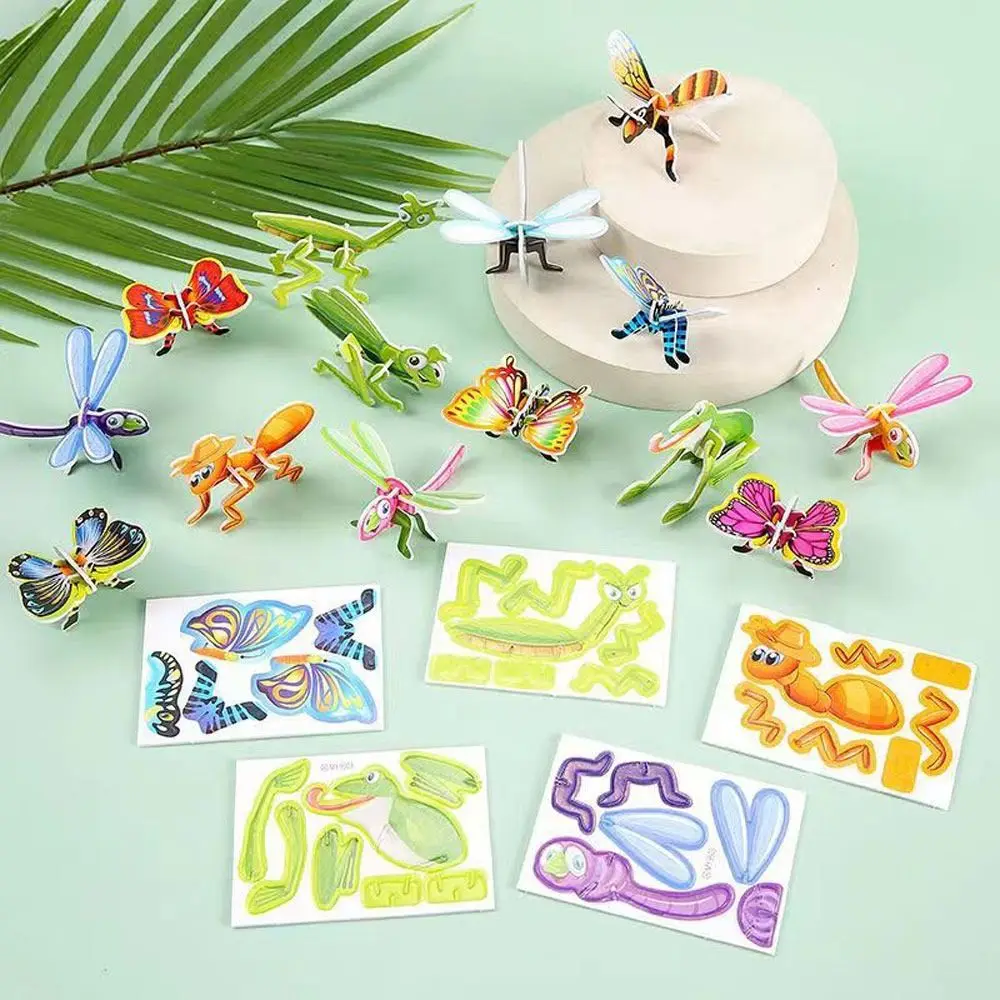 25Pcs 3D Puzzle Blocks Toys 3D Insect Paper Jigsaw Funny Paper Card Children Early Education