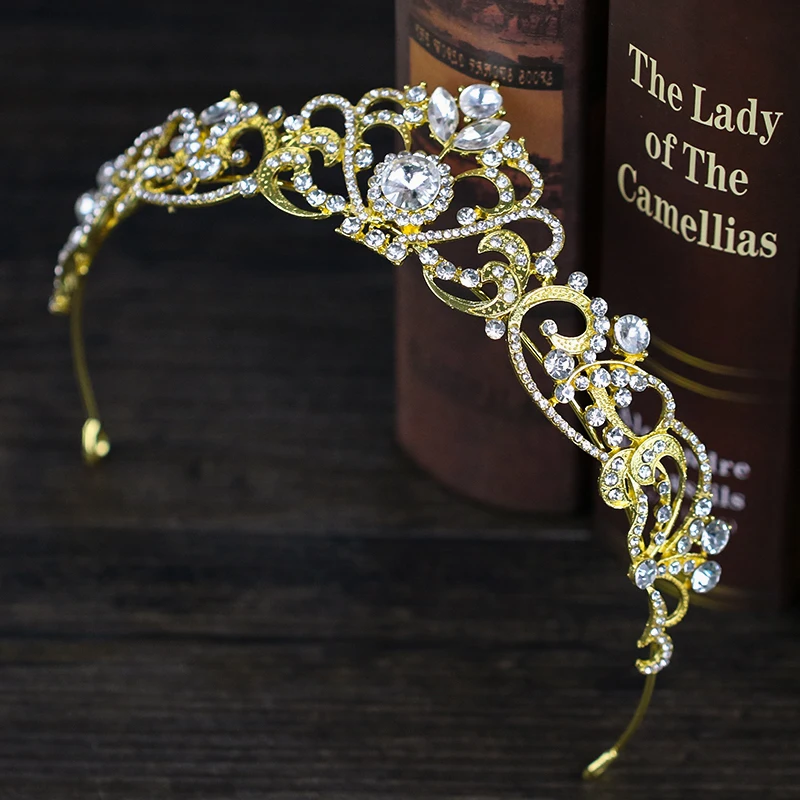 Trendy Crystal Crown Rose Gold Bridal Tiara And Crown Hair Accessories for Wedding Bride Women Hair Jewelry Headpiece