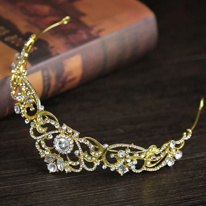 Trendy Crystal Crown Rose Gold Bridal Tiara And Crown Hair Accessories for Wedding Bride Women Hair Jewelry Headpiece