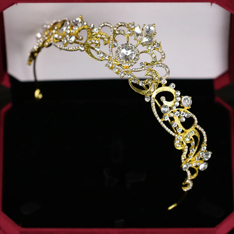 Trendy Crystal Crown Rose Gold Bridal Tiara And Crown Hair Accessories for Wedding Bride Women Hair Jewelry Headpiece