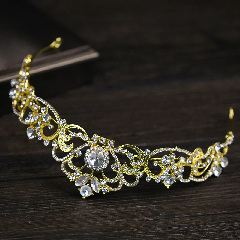 Trendy Crystal Crown Rose Gold Bridal Tiara And Crown Hair Accessories for Wedding Bride Women Hair Jewelry Headpiece